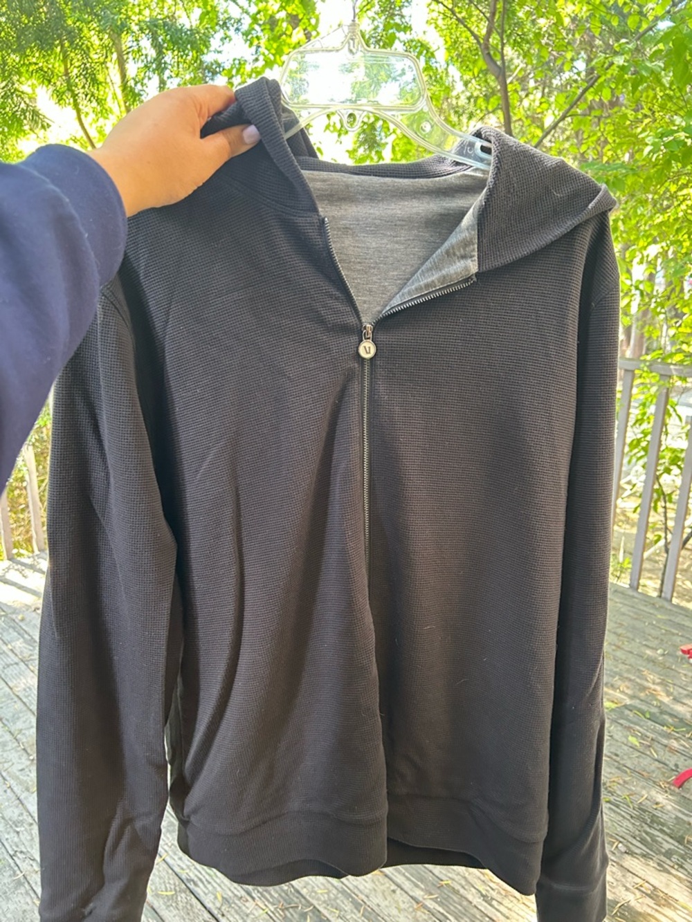 Vuori Black Performance Waffle Zip Hoodie